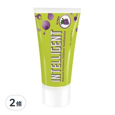 INTELLIGENT 因特力淨兒童酵素牙膏, 全口腔護理, 不含氟, 不含SLS發泡劑, 可吞嚥, 葡萄口味, 40g, 2條