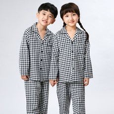 童裝系列 兒童用 細格紋 長袖睡衣 上下套裝