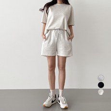 jalbba jean 女款素色短袖短褲套裝