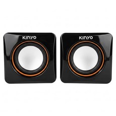 Kinyo USB 迷你筆電專用小喇叭 70 x 70 x 70mm 317g 2個, US-202, 黑色