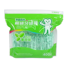 奈森克林 扁線薄荷牙線棒 站立袋, 400支, 1袋