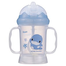 KU.KU Duckbill 酷咕鴨神奇喝水杯, 防漏 學習杯 360度吸管 220ml, 藍色, 1個