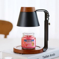 AIND ARBOL 木質融蠟燈定時款 + HARIBO 蠟燭 酸甜小罐套組 85g, 黑色木質, 草莓幸福