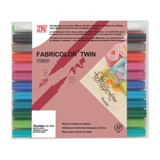 Kuretake 吳竹 ZIG Fabricolor 雙頭布料彩繪筆套組, 24色, 1組