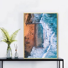 Mabel In Home 室內裝飾特色畫作 風景畫 海洋泳池 鋁製畫框海報組, 金色