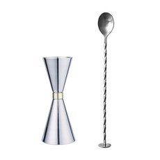 KALDIN 雙頭雞尾酒量酒器 60 / 90ml + 吧匙組, 1個, 銀色金環