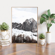 Marvel In Home 室內裝飾風景畫 白色山脈A 鋁製裱框海報組, 古銅色