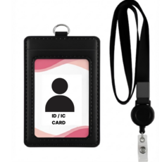 Soyroom 交通卡伸縮扣環名牌員工證掛繩, 1個, 黑色