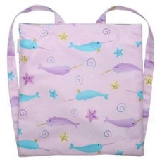 flapjackkids 兒童3in1雙面浴巾背包 浴巾可雙面翻轉不同圖案 觸感柔軟、吸水快乾 可當背包、浴巾或沙灘墊使用, 獨角鯨海星, 1入