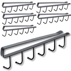 Mak Life抹布烹飪工具掛架掛勾, 黑色的, 6個