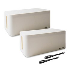 Market Plan 簡約延長線收納盒, 2個, 白色