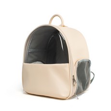 Pet to Be 寵物外出包 半月形透明後背包, 米色