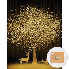 ARTJOY 數字油畫DIY組 40*50cm, 金樹與梅花鹿款(金珍珠), 1組
