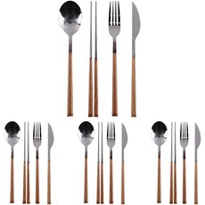 에이드엘 키에리 커트러리 4인세트, 네츄럴우드, 숟가락 4p + 젓가락 8p + 포크 4p + 나이프 4p, 1세트