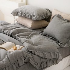 素色荷葉邊棉毯, 灰色