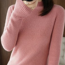 더시럽 여성용 기본 하프넥 레일 골지 니트