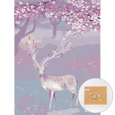 아트조이 DIY 명화그리기 30 x 40 cm, 봄날의 꽃사슴, 1개