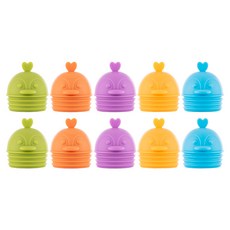 FLaiTO 矽膠動物插座安全蓋 企鵝5件組, 企鵝_綠色, 橘色, 紫色, 黃色, 藍色, 10個