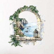 Ieumbai 地中海窗戶壁紙貼紙, 地中海