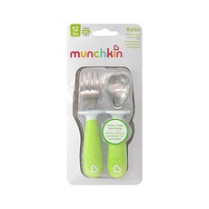 Munchkin 不鏽鋼學習叉匙組, 適合12個月以上寶寶, 綠色, 1組