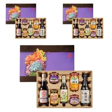 KIMLAN 金蘭 錦繡禮盒 Set, 無添加原味醬油、陳年醬油、香菇素蠔油、筍茸、素瓜仔肉、金蘭脆瓜、蜜汁烤肉醬, 3盒