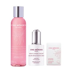CINQ MONDES 精華液 30ml+植物性去角質乳液 150ml+化妝棉 30入, 1組