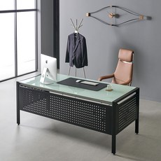 티에스퍼니처 강화유리 TS12 책상형 책상 방문설치, 강화유리(화이트)