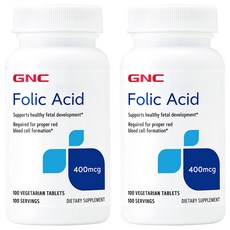 GNC 健安喜 葉酸400食品錠 膳食補充劑, 2罐, 100顆