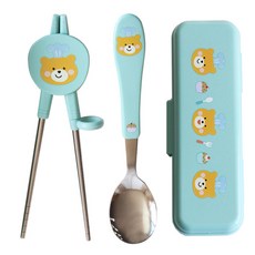 小熊餐具組, 筷子+湯匙+餐具盒, 混色
