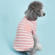 DOG-i 寵物狗用口袋條紋T恤, 粉紅色