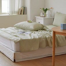 maatila Dear Summer泡泡紗夏季單人被, 橄欖色格子款