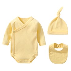 Mom's care 新生兒簡約素色按扣包屁衣+圍兜+帽子 G003BCBA192