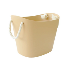 Hachiman Kasei 八幡化成 棉繩收納籃 PE塑料、棉 尺寸45x35x37.5cm 日本製造, 奶茶