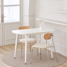 장인가구 해유 다용도 식탁 거실테이블 와이드 라운드 방문설치, 퓨어화이트, 2인용