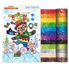 sinwoo 馬賽克冬季蠟筆紙膠帶 12色+圖案12張, 混合色, 1套