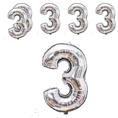 Make&Fun Balloons 佈置氣球 32吋 數字3, 銀色, 6個