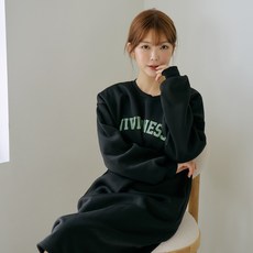 피어니스트 벌룬소매 오버핏 기모 롱 원피스