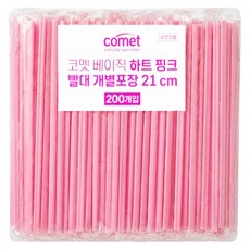 comet 基本粉紅色愛心吸管 21cm, 200個, 1入