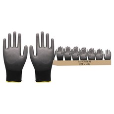 嘉鴻牌 合手型棉紗手套 pu塗掌手套(黑色) m碼 10雙/包, 1入