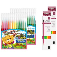 地球化學 不易乾彩色筆 24色 + Tucoby Coma 三角橡皮擦鉛筆 TC-208 B 12入, 混合色, 2套