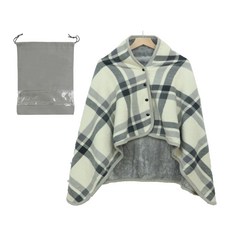 HANEE 加厚超細纖維按扣式格紋護膝斗篷毯