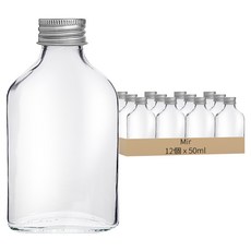 mir 迷你方形威士忌玻璃瓶 銀色, 50ml, 12個