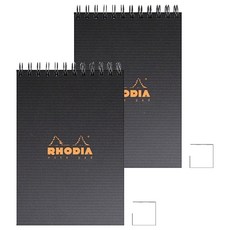 RHODIA 經典彈簧筆記本 A5 橫線, 黑色, 2個