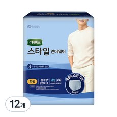 디펜드 남성용 스타일 언더웨어 파워 성인기저귀 대형, 8개입, 12개