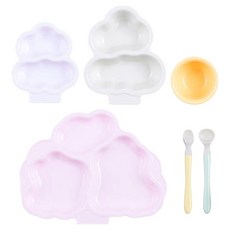 pigeon 貝親 寶寶用餐具組, 碗 + 湯匙 + 小盤 + 中盤 + 大盤, 1盒, 草莓粉+嬰兒白