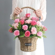 MORIANN 康乃馨30朵香皂花籃, 粉紅色