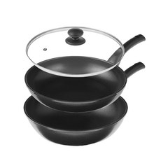 comet Kitchen平底鍋 3件組, 1組, 灰色, 平底鍋+深炒鍋+玻璃鍋蓋 28cm