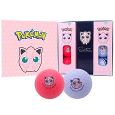 Saintnine 寶可夢 胖丁 高爾夫球 3層 2款 x 3入 + 球標組, 白色 + 粉紅色, 1套, 6入