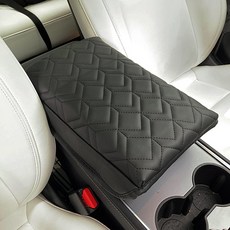 오픈스페이스 테슬라 모델3/Y 프리미엄 팔걸이 퀄팅 스퀘어 커버, 블랙, 1개