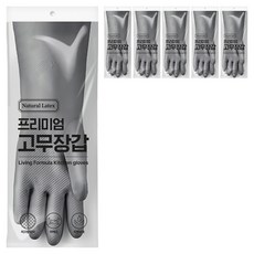 생활공식 라텍스 고무장갑 양손착용 세트, 그레이, 중(M), 6세트